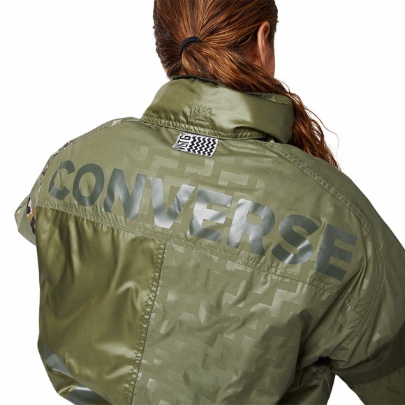 Converse VLTG Mixed Print Green Camo Zip-Up Jacket - Picture 13 of 16